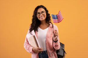 Study at American school or college and education in USA, immigrant